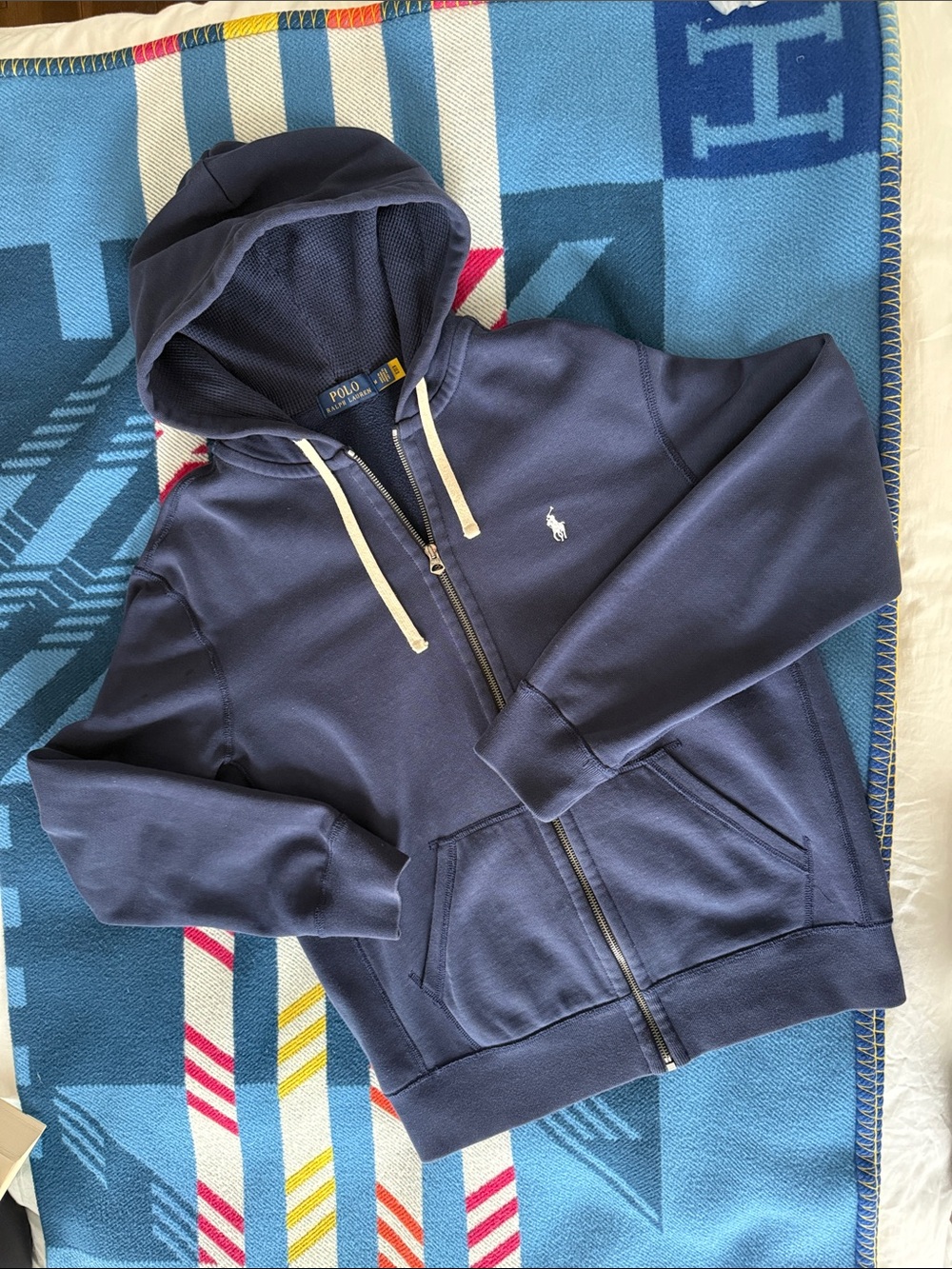 Polo by Ralph Lauren Navy Full-Zip Hoodie with Contrast Drawstrings